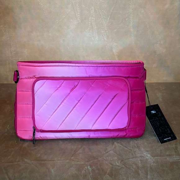 Think‎ Royln Pink Ombre Padded Nylon rectangular Crossbody Purse With Pouch NWT - Picture 3 of 5